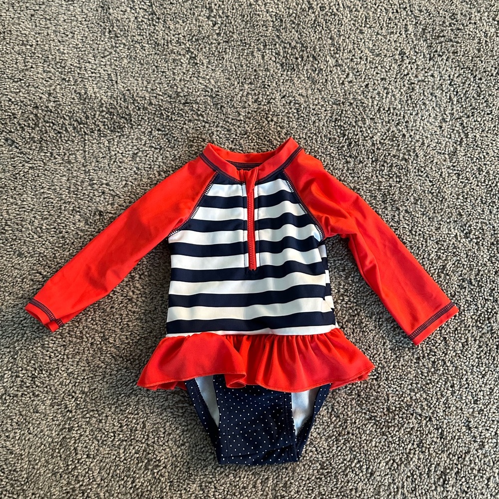 Cat & Jack 6-9 months red white and blue one piece bathing suit